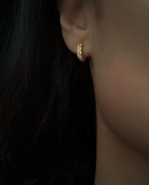 tiny hoops with rustic pattern close up