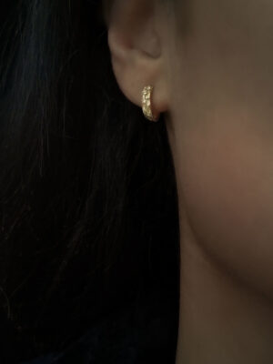 tiny hoops with rustic pattern close up