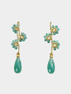 flower earring with apatite