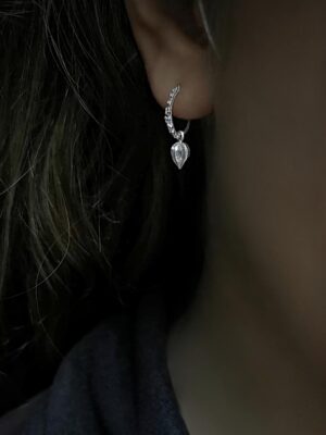 milena earring with chinese lantern close up