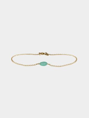 gold bracelet with chrysoprase