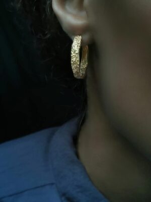 roberta hoops with rustic surface close up